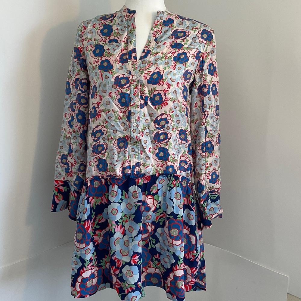 Sandro Floral Mini Dress - Blue and White